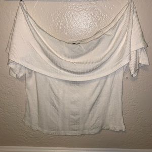 Cream FOREVER 21 Off The Shoulder Crop Top